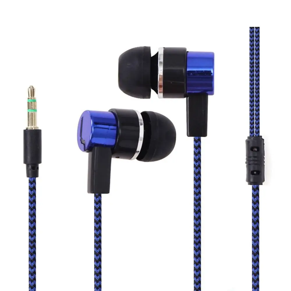 Auriculares estéreo internos con cable de 3,5mm, cascos HiFi portátiles universales de tejido de nailon para teléfono móvil, ordenador, MP3, accesorios