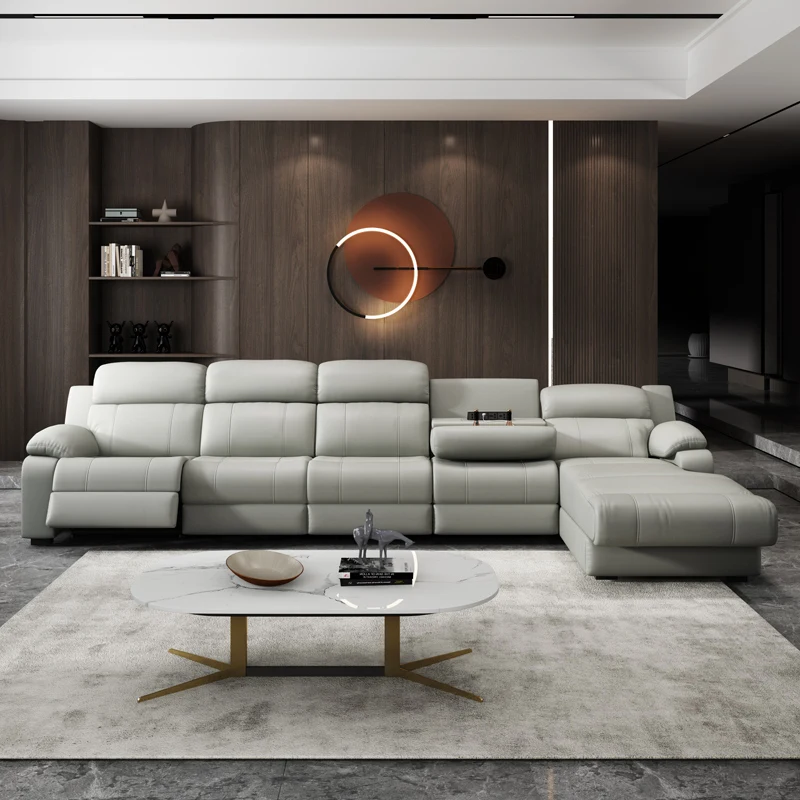 Sofá eléctrico de cuero sintético para esquina de sala de estar, sofá de cuero eléctrico, funcional, sencillo, con respaldo a pared, nuevo estilo, superventas, 2024
