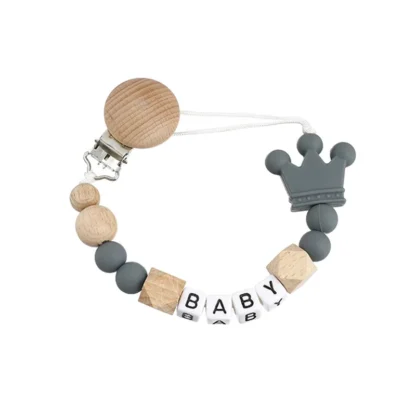 Clip para chupete de bebé, nombre personalizado, corona personalizada, princesa, soporte para pezones, cadena, chupete, juguetes para masticar, mordedor, accesorios para bebés