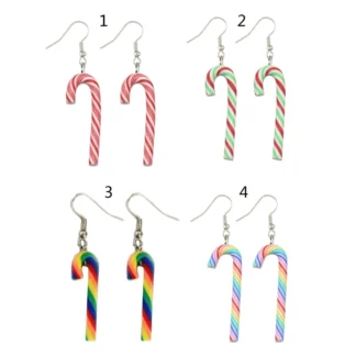 Pendientes coloridos del bastón Pendientes arcilla Navidad Joyería