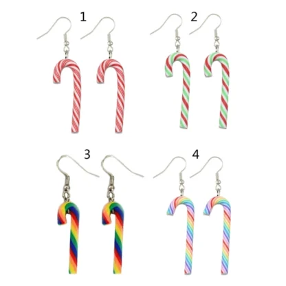 Pendientes coloridos del bastón Pendientes arcilla Navidad Joyería