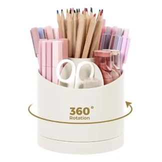Organizador de escritorio giratorio de 360 grados, bonitos organizadores y Accesorios de escritorio con 7 ranuras, portalápices