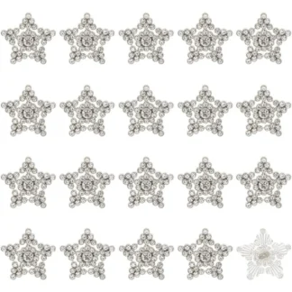 40 Uds. Botones de diamantes de imitación de estrella, adornos de botones de vástago de cristal plateado de 0,8 pulgadas, kit de fabricación decorativa ostentosa de 1 agujero