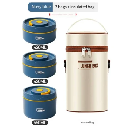 Contenedor de almuerzo caliente para alimentos T35C, contenedor de almuerzo térmico de acero inoxidable, caja térmica portátil Bento, contenedor de alimentos azul B