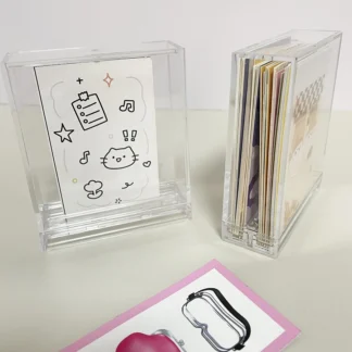 Sharkbang 1 Juego de marcos de fotos de doble cara, soporte de Base acrílica de 3 pulgadas, organizador grueso de tarjetas transparentes, caja de álbum de fotos