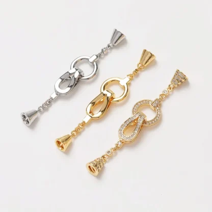 1 Uds Cz Pave collar conectores joyería hacer collar suministros herramientas DIY hecho a mano latón 14k chapado en oro accesorios 11*53mm