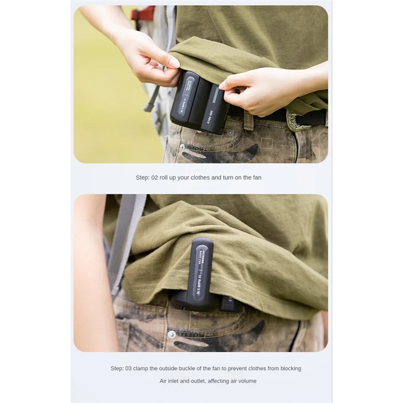 Novedad, ventilador de cintura colgante Personal portátil USB, ventilador eléctrico portátil de recarga de 4500MAh, ventilador de aire acondicionado para deportes al aire libre-A