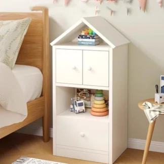 Mesita de noche moderna de almacenamiento, mueble de Hotel con cajones estrechos y minimalistas, color blanco, ahorro de espacio