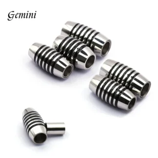 10 Uds. De cierres magnéticos de acero inoxidable de tubo de 5/6mm para pulsera de cuero, conectores de cierre de acero inoxidable, fabricación de joyas