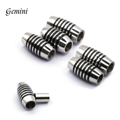 10 Uds. De cierres magnéticos de acero inoxidable de tubo de 5/6mm para pulsera de cuero, conectores de cierre de acero inoxidable, fabricación de joyas