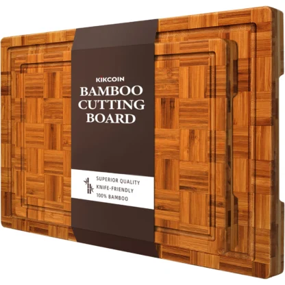 Tabla de cortar de 2 piezas, tabla de cortar artesanal, diseño exquisito, engrosamiento de cinco capas, ranura profunda de jugo, regalo