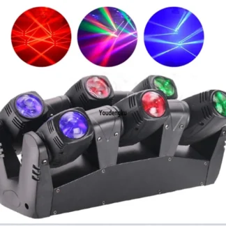 2 uds fiesta pequeño dmx 6x10W haz de tres lados led cabeza móvil araña RGBW 4 en 1 haz de luz led
