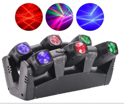 2 uds fiesta pequeño dmx 6x10W haz de tres lados led cabeza móvil araña RGBW 4 en 1 haz de luz led