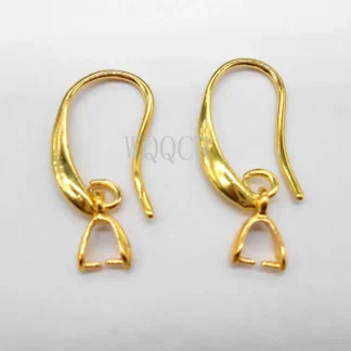 Pendientes de oro de 18K para mujer, superficie circular Irregular lisa, gancho para la oreja, Base en blanco, Accesorio para hacer joyas, 10 Uds.