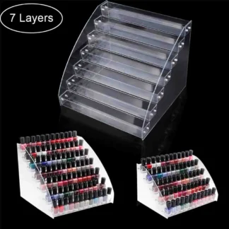 Estante acrílico de 1 a 7 niveles para esmalte de uñas, soporte de exhibición para decoración de uñas, organizador de barniz cosmético, soporte para herramientas de manicura, caja de almacenamiento de plástico