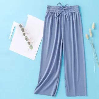 Pantalones de pierna ancha finos y transpirables para niñas, pantalones antimosquitos informales de seda helada de cintura alta, verano 2023