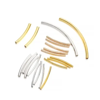 Espaciador de tubo curvo de cobre para fabricación de joyas, 50-100 piezas, 25-30mm, conectores de pulsera para manualidades