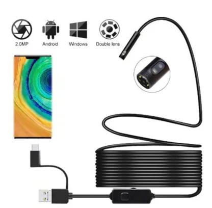 8mm lente Dual 720p 3 en 1 usb para android otg endoscopio inspección boroscopio doble cámara otoscopio cámara CCTV