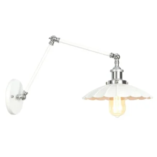 Lámpara de pared Vintage de hierro blanco, doble bombilla LED telescópica E27, estudio/dormitorio/mesita de noche, luz de pared interior moderna Retro