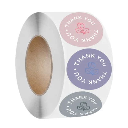 100-500 Uds. Pegatina redonda de agradecimiento, sello de sobre para álbum de recortes, pegatinas de etiquetas de papelería para decoración de flores de regalo