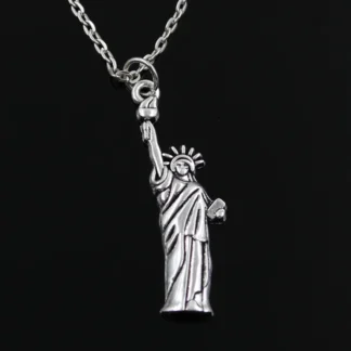 Colgante de Estatua de la libertad para hombre y mujer, cadena cruzada redonda, collar de Color plateado, regalo de joyería, nueva moda, Nueva York