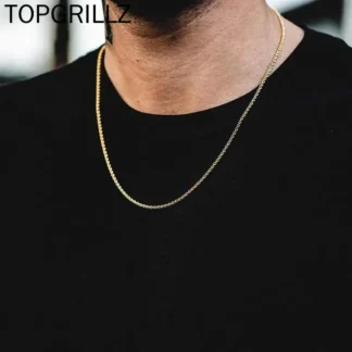 TOPGRILLZ-Cadena de rapero de Hip Hop, collar de eslabones de acero inoxidable, Color dorado y plateado, joyería de 3mm, 18 ", 20", 24 ", 30"