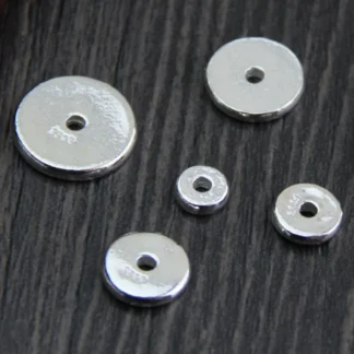 ESPACIADOR redondo plano de plata esterlina 100% 925, apto para collar de pulseras de 6mm, 8mm, 10mm, 12mm y 14mm, cuentas de dijes para fabricación de joyas DIY