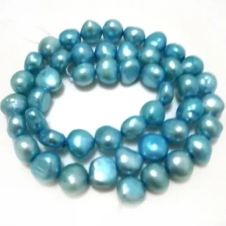 Venta al por mayor de perlas naturales azules de pepita de Barqoue de 16 pulgadas y 8-9mm, hebra suelta