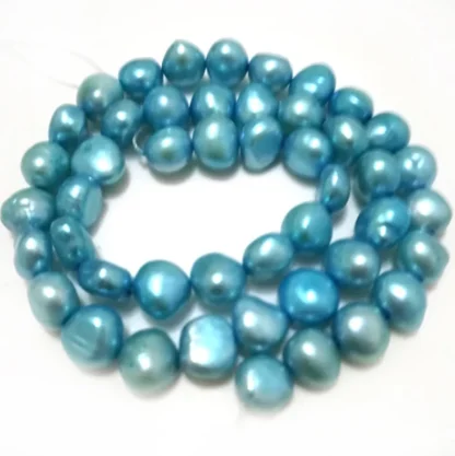 Venta al por mayor de perlas naturales azules de pepita de Barqoue de 16 pulgadas y 8-9mm, hebra suelta