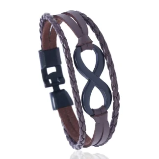 Pulsera con dije infinito con símbolo Vintage, brazalete con hebilla clásica, pulseras de cuero genuino de la amistad para hombres y mujeres