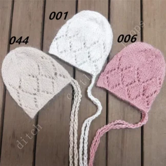 Gorro de visón para recién nacido, accesorios de fotografía, gorro de bebé con diamantes difusos