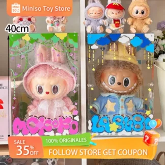 Soporte de exhibición de almacenamiento The Monsters Labubu de 38cm, caja de presentación de juguetes acrílica transparente a prueba de polvo para coleccionistas, fanáticos y niños