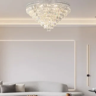 Candelabro de cristal plateado 2024, iluminación Led para decoración del hogar, lámparas colgantes para techo, accesorio de luz moderno para sala de estar de lujo