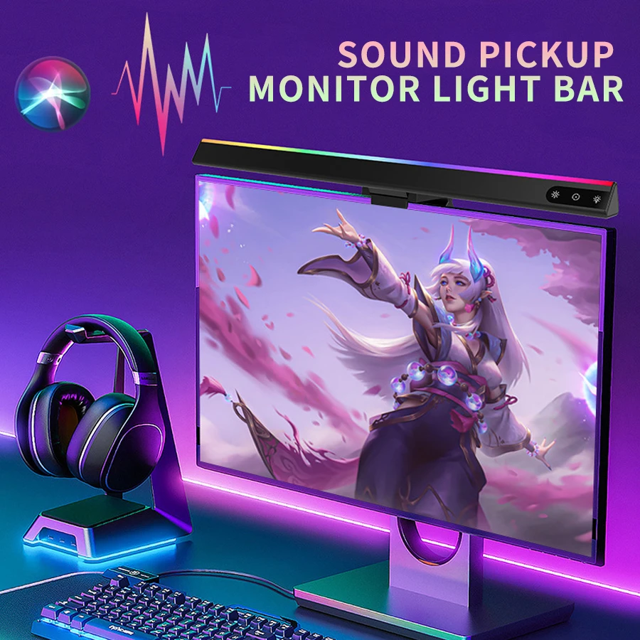 Barra de luz RGB para Monitor de ordenador, lámpara de mesa de lectura con retroiluminación, USB, para escritorio de oficina y juegos