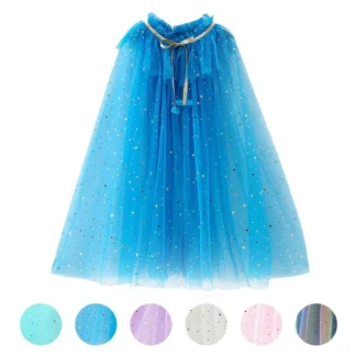 Accesorios de fiesta de princesa para niña, capa de disfraz de Reina de la nieve, Elsa, Anna, capa de Rapunzel, Aurora, lentejuelas, tul, manto de Halloween