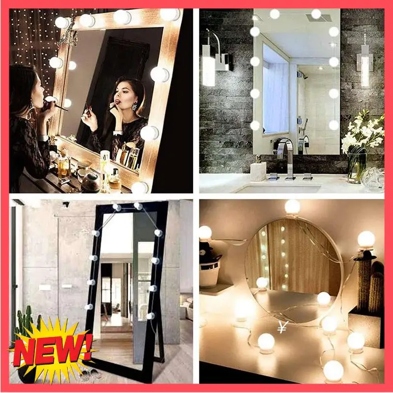 B17C 3 modos de colores espejo de maquillaje luz LED táctil-escurecimiento tocador lámpara bombilla USB 12V maquillaje espejo lámpara de pared