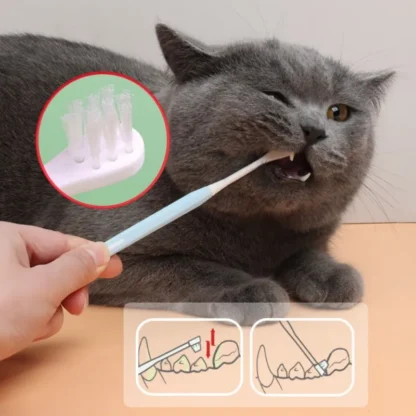Juego de cepillos de dientes para mascotas, cepillo de dientes de cabeza pequeña para gatos, 2 piezas, cuidado bucal, 360 grados, traje de cepillo de dientes para gatos, pelo suave, Limpieza de dientes para perros, 2 piezas