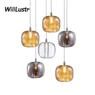 Lámpara colgante de cristal sólido K9, candelabro de techo de suspensión, color ámbar claro, humo de manzana, Hotel, Bar, sala de estar y dormitorio