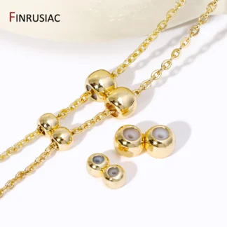 Cuentas de posicionamiento de doble fila de latón chapado en oro de 14K, tapón de ajuste de silicona, cuentas espaciadoras para hacer joyería DIY