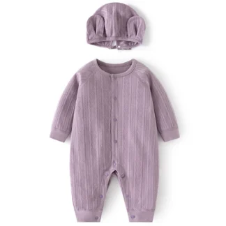 Conjunto de 2 piezas de ropa para niñas recién nacidas, monos de manga larga de algodón sólido coreano y sombrero, peleles para niños pequeños, ropa para bebés, BC873