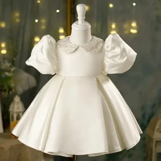 Vestido de noche de gama alta para niñas, diseño de lazo de encaje, vestidos de fiesta de cumpleaños Vintage español para niñas, Eid de Pascua A1238