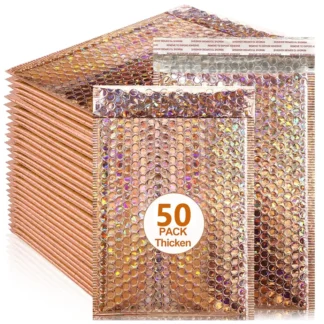 Sobre de burbujas de 50 piezas, embalaje holográfico, suministros para pequeñas empresas, bolsa de embalaje, envío de correo