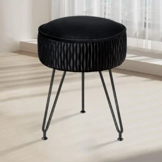 Taburete de tocador de terciopelo, reposapiés, sillas de tocador otomanas redondas con pies antideslizantes, taburete de pie de asiento de tocador con patas de Bla