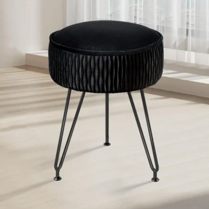 Taburete de tocador de terciopelo, reposapiés, sillas de tocador otomanas redondas con pies antideslizantes, taburete de pie de asiento de tocador con patas de Bla