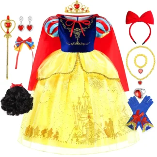 Disfraz de Blancanieves para niña, vestido con capa para Halloween, fiesta de cumpleaños