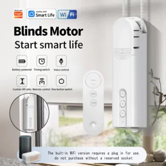 Motor de persiana inteligente, Motor de persianas de cadena eléctrica inteligente con control de voz, versión enchufable WiFi (sin puerta de enlace) para Tuya
