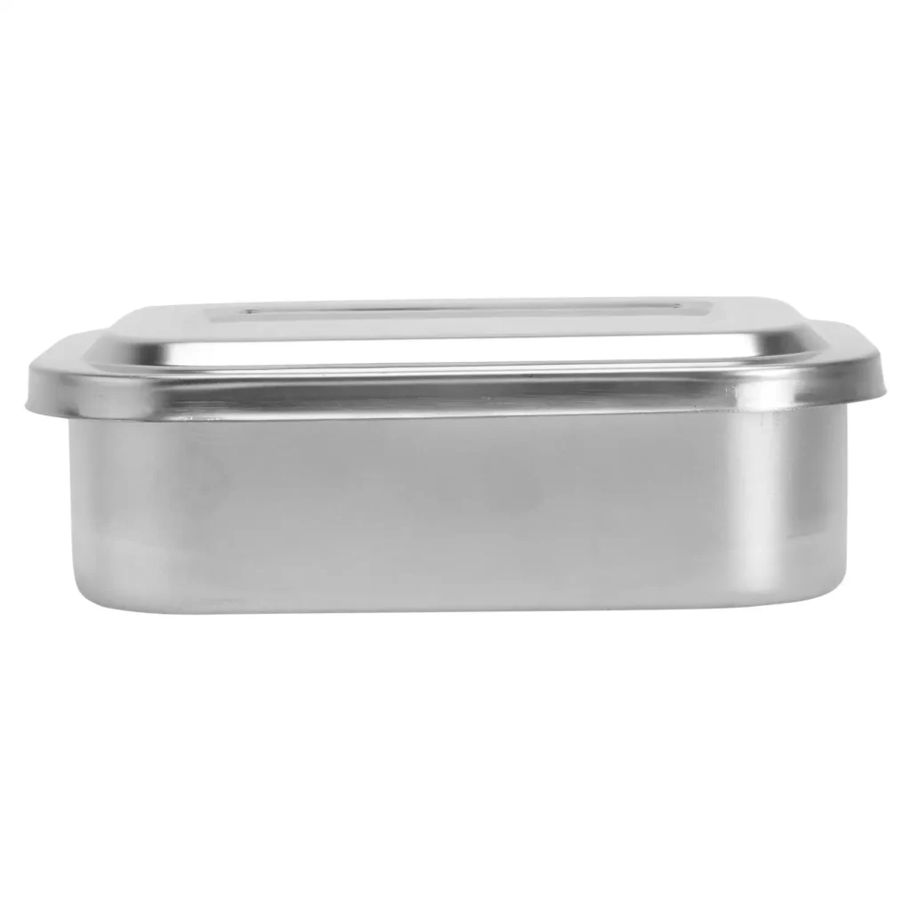 Bandeja quirúrgica de placa cuadrada, bandeja de instrumentos clínicos para experimentos de acero inoxidable con tapa, reutilizable, alta temperatura