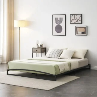 Marco de cama completo de perfil bajo, base de colchón con soporte de listón de acero, 6 H, Metal resistente, tamaño completo