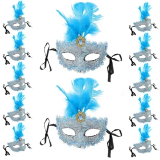 12 Uds máscara Cosplay mascarada máscaras disfraz fiesta Halloween carnaval plumas decoración accesorios vestir sombreros mujeres