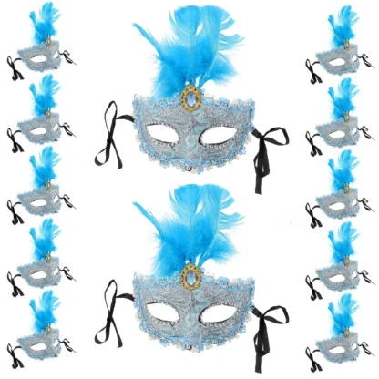 12 Uds máscara Cosplay mascarada máscaras disfraz fiesta Halloween carnaval plumas decoración accesorios vestir sombreros mujeres